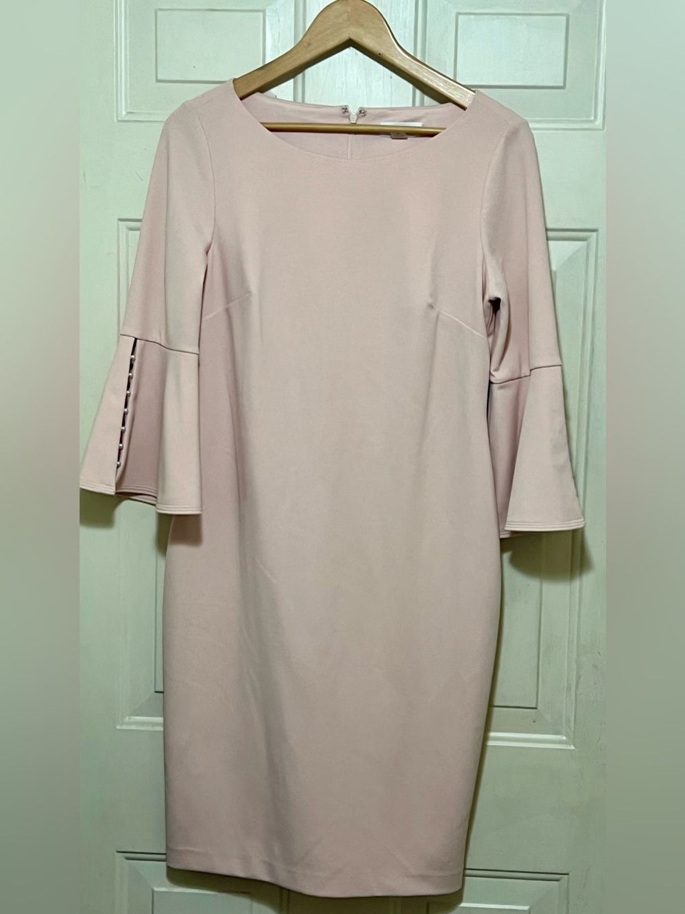 Calvin Klein Blush Pink Bell Sleeve Sheath Dress Size 10